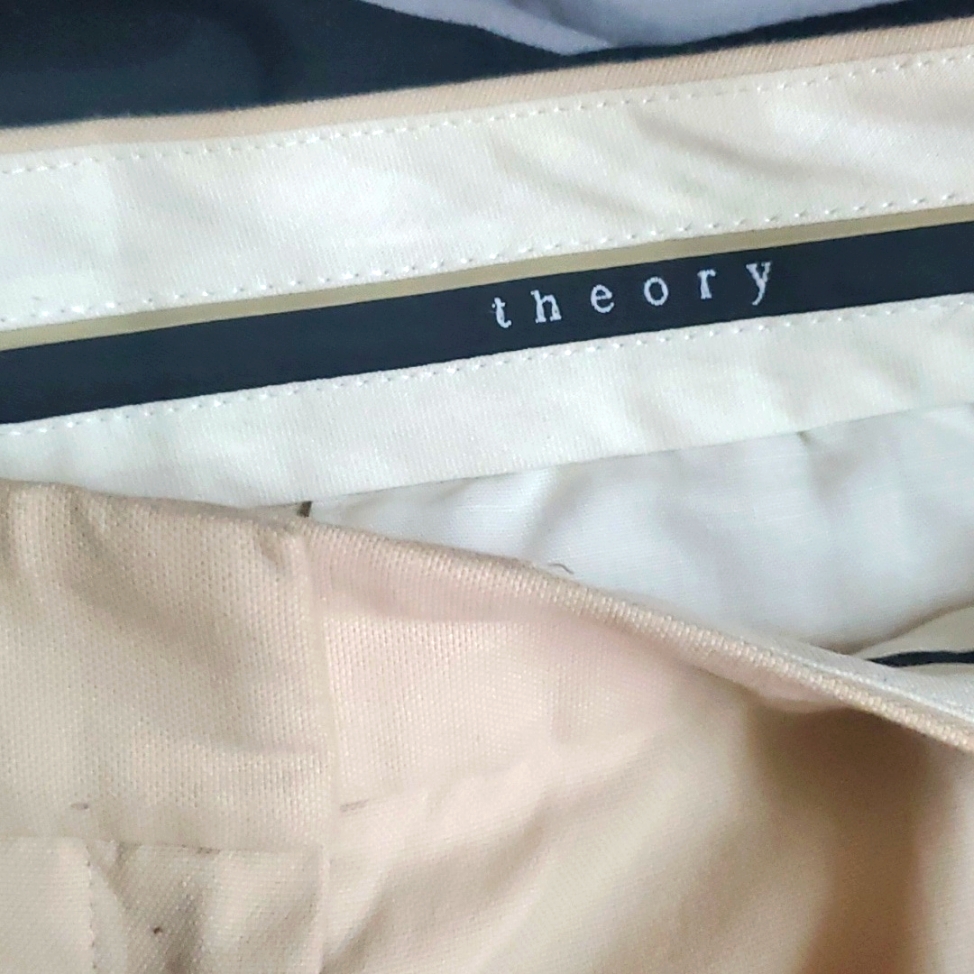 Theory Cream Ivory Mid-Rise Flared Pants Size 6